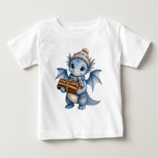 Camiseta De Bebé Dragón bebé caprichoso de invierno llevando madera
