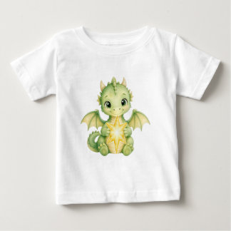 Camiseta De Bebé Dragón bebé de fantasía lindo sosteniendo estrella