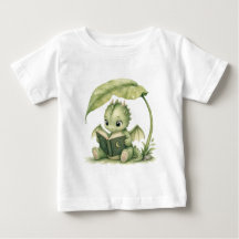 Dragón Bebé Leyendo Bajo Hoja Libro de Cuentos Fan