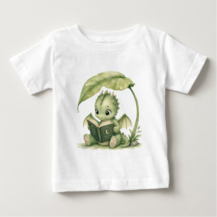 Camiseta De Bebé Dragón Bebé Leyendo Bajo Hoja Libro de Cuentos Fan
