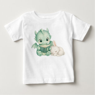 Camiseta De Bebé Dragón Bebé Leyendo Libro Acuarela Niños Habitació