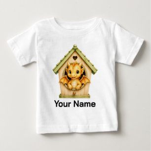 Camiseta De Bebé Dragón bebé personalizado asomándose desde una cas
