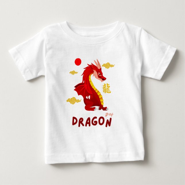 Camiseta De Bebé Dragón Bebé Rojo 2024 (Anverso)