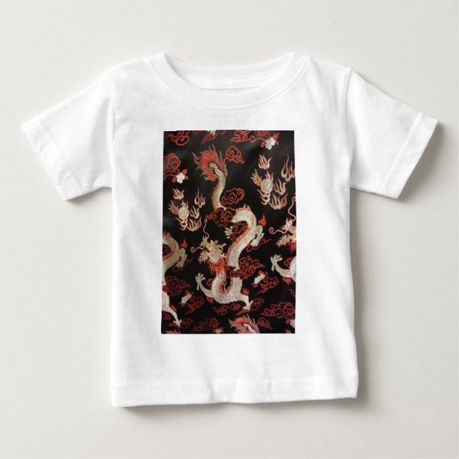Camiseta De Bebé Dragón chino plateado (Anverso)
