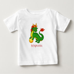Camiseta De Bebé Dragón Chino Verde Nombre Personalizado