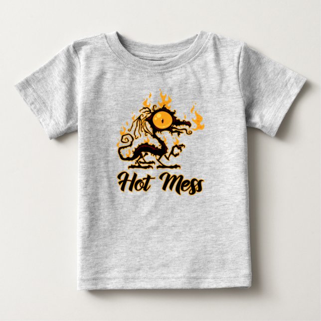 Camiseta De Bebé Dragón crispado de Hot Mess (Anverso)