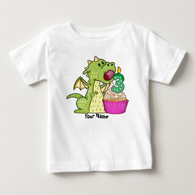 Camiseta De Bebé Dragon Cupakes 3er cumpleaños (Anverso)