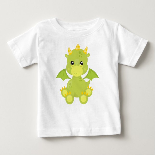 Camiseta De Bebé Dragón Cuto, Dragón Verde, Pequeño Dragón, Magia (Anverso)