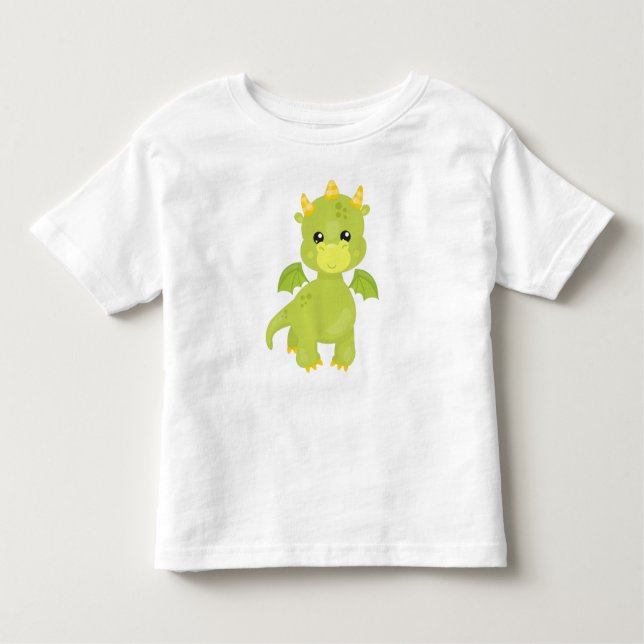 Camiseta De Bebé Dragón Cuto, Pequeño Dragón, Dragón Verde, Magia (Anverso)