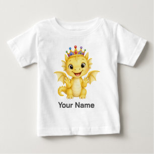 Camiseta De Bebé Dragón de bebé amarillo personalizado que lleva co
