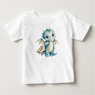 Camiseta De Bebé Dragón de bebé de invierno lindo con patines de hi