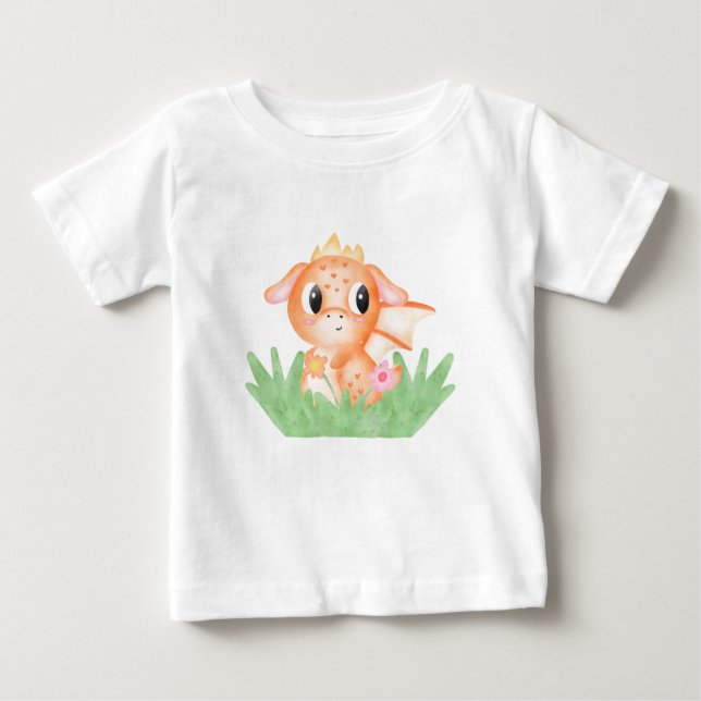 Camiseta De Bebé Dragón de bebé lindo acuarela (Anverso)
