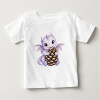 Dragón de bebé lindo acuarela sosteniendo bellota