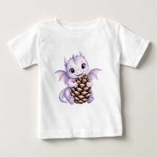 Camiseta De Bebé Dragón de bebé lindo acuarela sosteniendo bellota