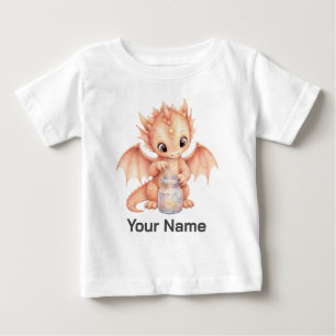 Camiseta De Bebé Dragón de bebé lindo personalizado con frasco de p