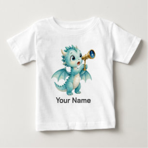 Camiseta De Bebé Dragón de bebé lindo personalizado con telescopio