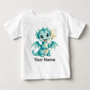 Camiseta De Bebé Dragón de bebé lindo personalizado con varita de l