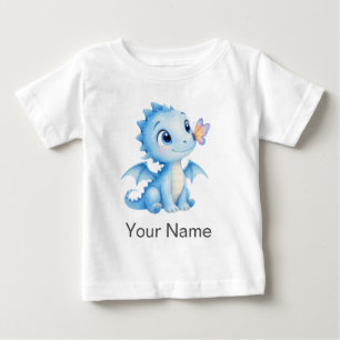 Camiseta De Bebé Dragón de bebé mariposa acuarela personalizada par
