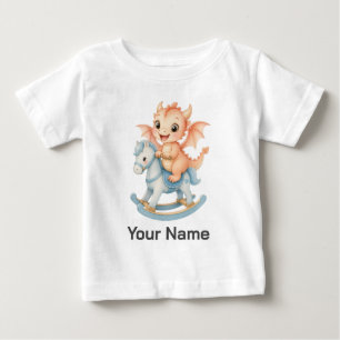 Camiseta De Bebé Dragón de bebé personalizado en caballo de balancí