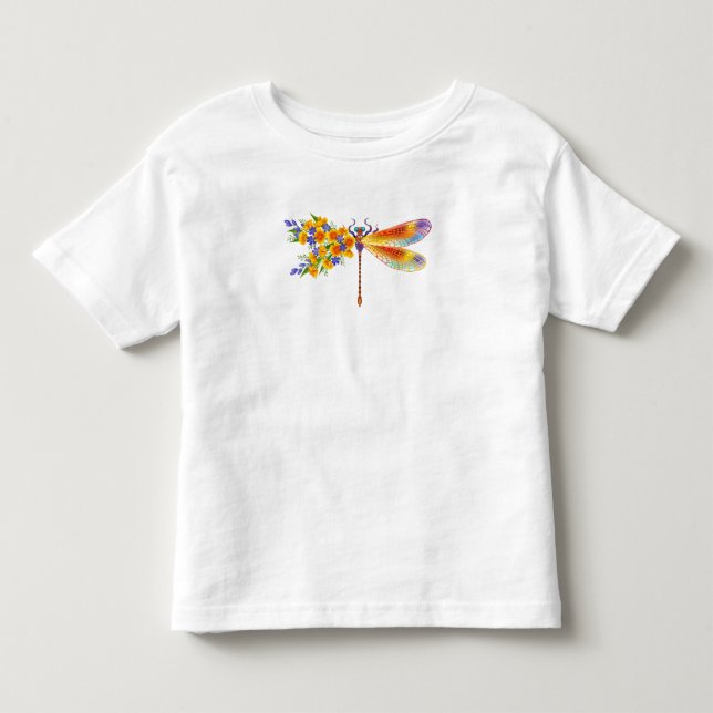 Camiseta De Bebé Dragón de flores amarillas (Anverso)
