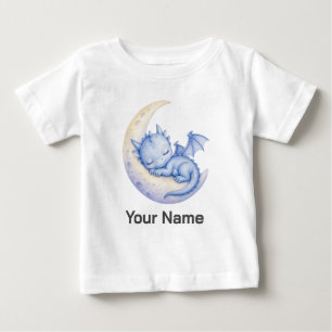 Camiseta De Bebé Dragón de media luna durmiendo lindo personalizado