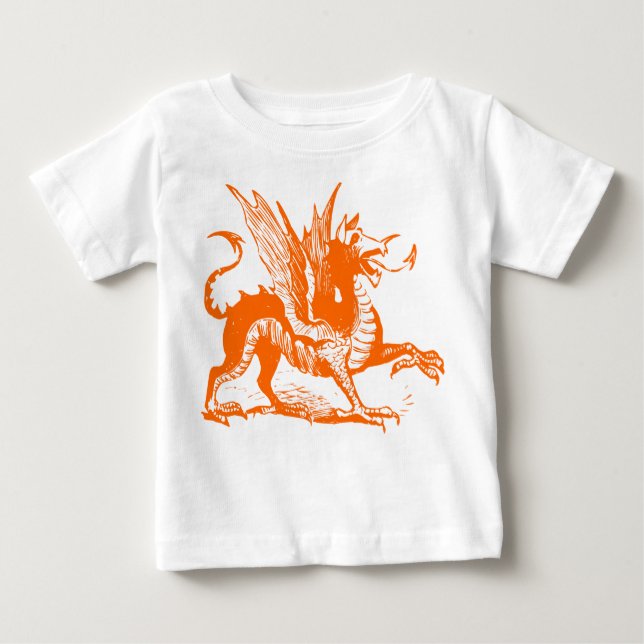 Camiseta De Bebé Dragon Engraving - Naranja (Anverso)