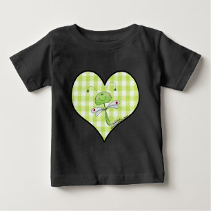 Camiseta De Bebé Dragon Fly en el corazón de gingham verde
