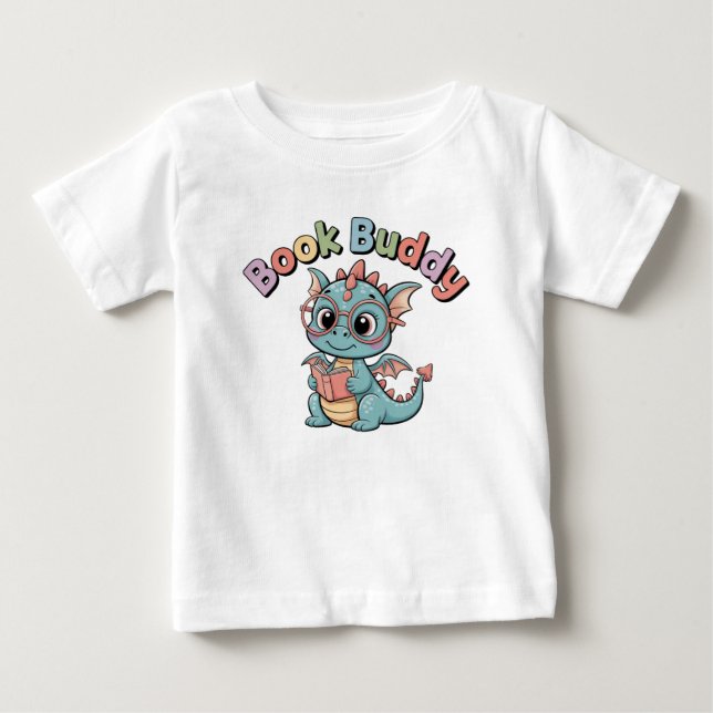 Camiseta de bebé dragón leyendo amigo del libro li (Anverso)