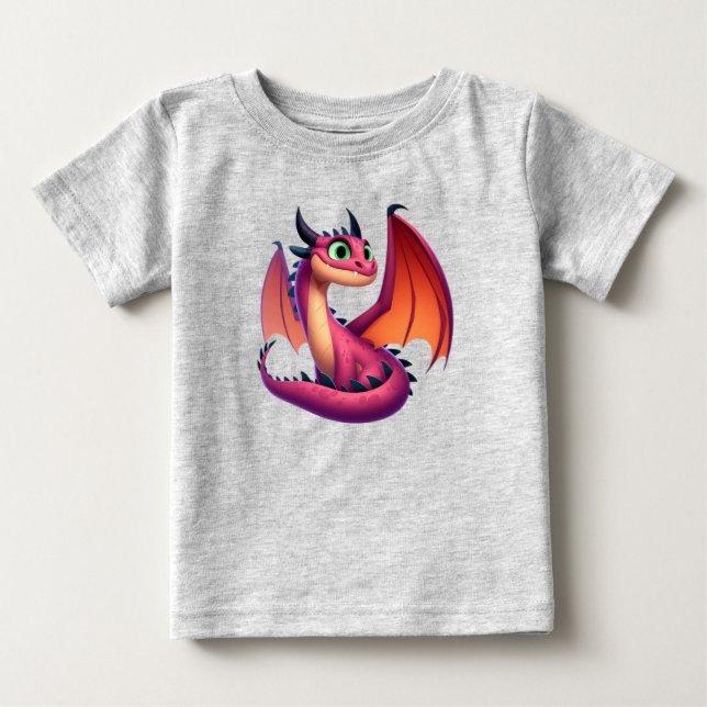Camiseta De Bebé Dragón personalizado morado/rojo (Anverso)