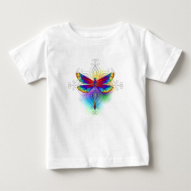 Camiseta De Bebé Dragón poligonal arcoiris (Anverso)