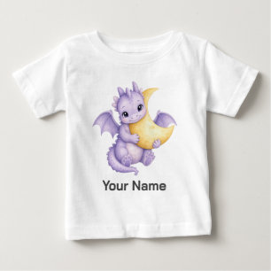 Camiseta De Bebé Dragón púrpura lindo personalizado que abraza la l