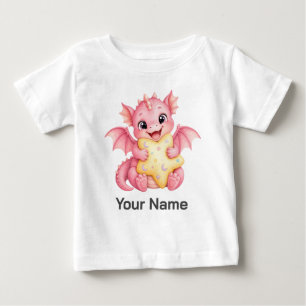 Camiseta De Bebé Dragón Rosa Personalizado Con Almohada De Estrella
