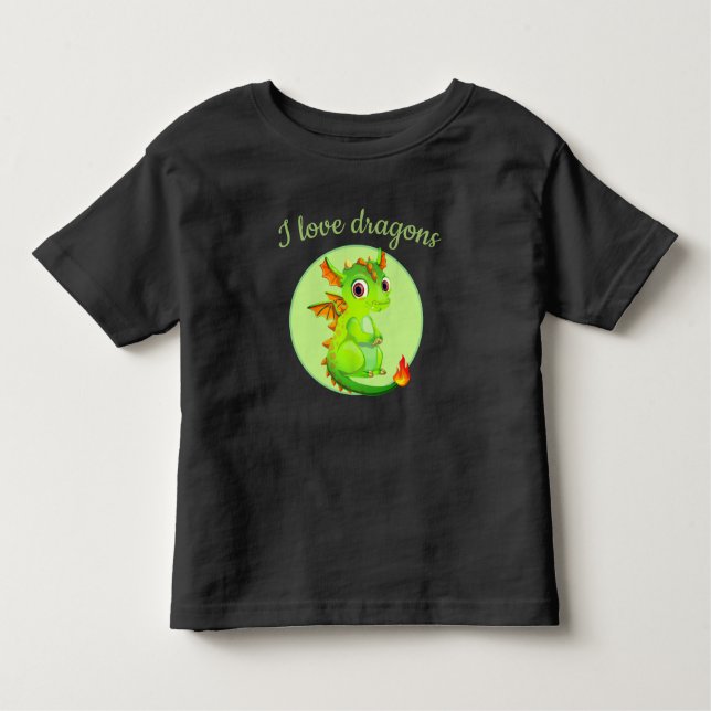 Camiseta De Bebé Dragón verde-camiseta del niño pequeño (Anverso)