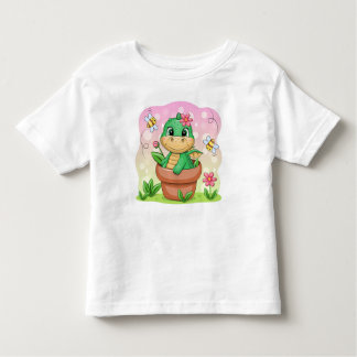 Camiseta De Bebé Dragón verde personalizado lindo en la maceta de f