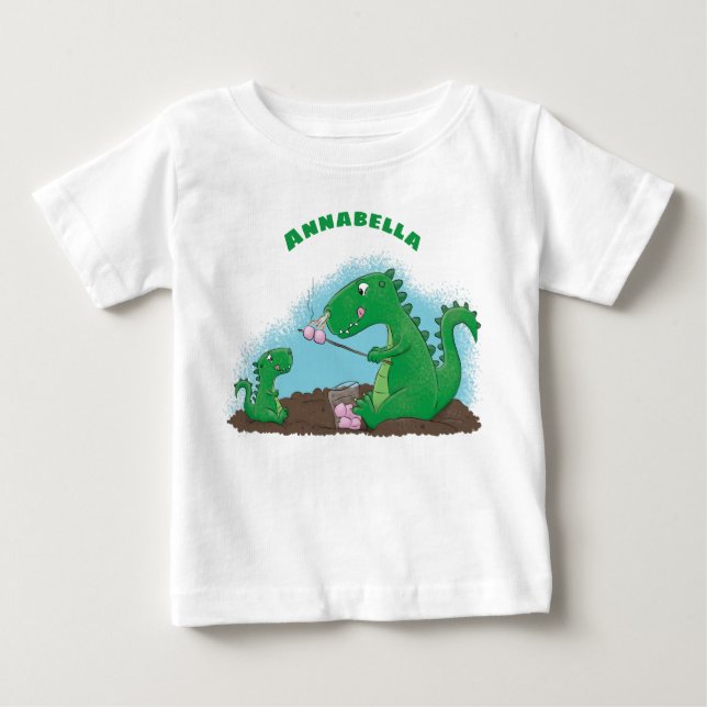 Camiseta De Bebé dragones cortos asando malvaviscos personalizado (Anverso)