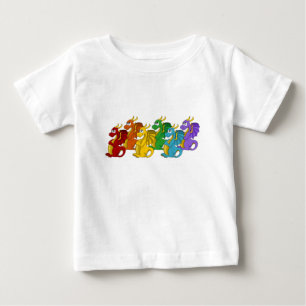Camiseta De Bebé Dragones de dibujos animados de colores de arcoíri