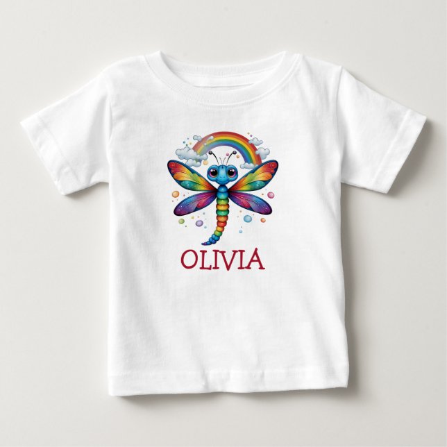Camiseta De Bebé Dragonfly colorido con arcoiris (Anverso)