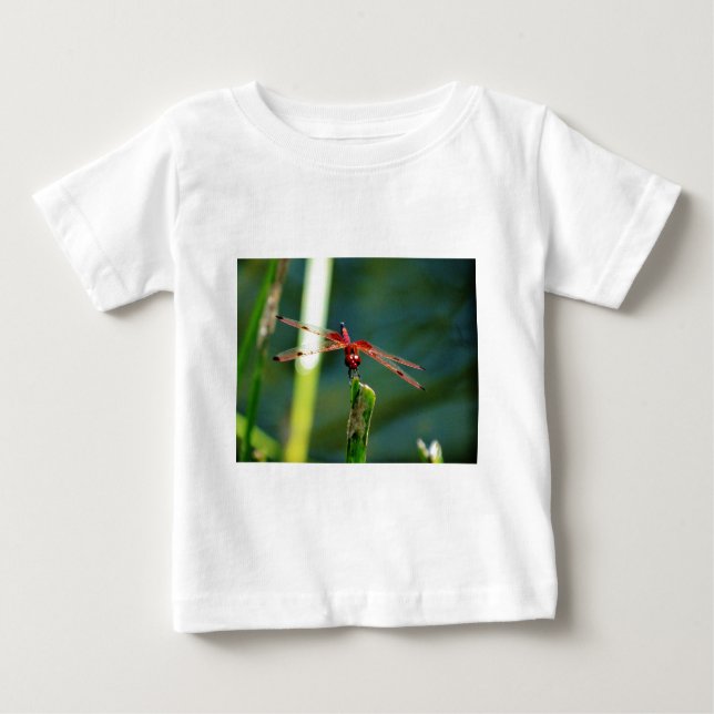 Camiseta De Bebé Dragonfly Frontal Rojo y Negro (Anverso)
