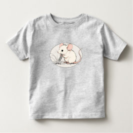 Camiseta De Bebé Drawing of a White Mouse nibbling Wheat Grains
