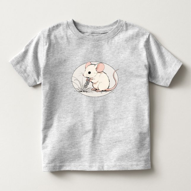 Camiseta De Bebé Drawing of a White Mouse nibbling Wheat Grains (Anverso)