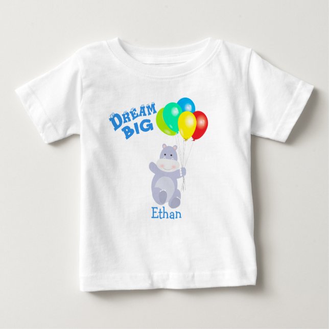 Camiseta De Bebé Dream Big Hippo Balloons Adventure (Anverso)