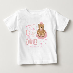Camiseta De Bebé Dream Big Little One Sleepy Bear Birthday Chica