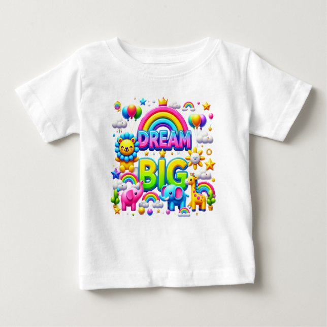 Camiseta De Bebé "Dream Big: Tee arcoiris real" (Anverso)