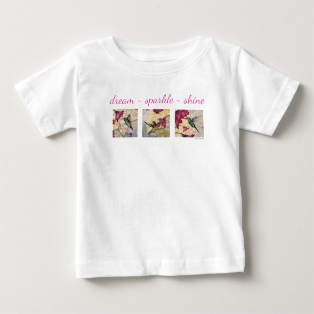 Camiseta De Bebé Dream Sparkle Shine Hummingbird Art Baby Tutu (Anverso)