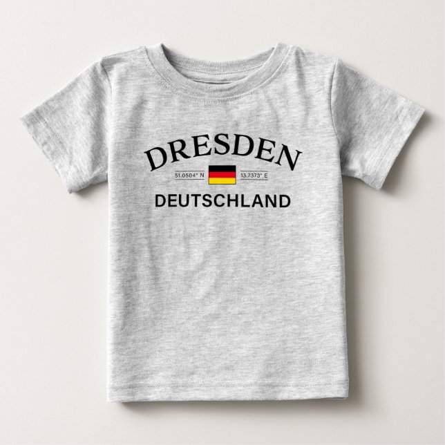Camiseta De Bebé Dresden Deutschland Coordenadas Alemán (Anverso)