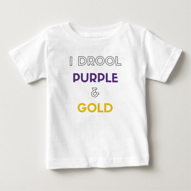 Camiseta De Bebé Drool púrpura y oro (Anverso)