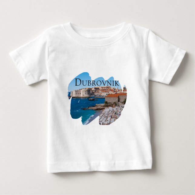 Camiseta De Bebé Dubrovnik: Vistas a la playa y al casco antiguo (Anverso)