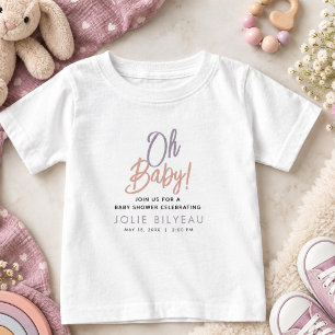 Camiseta De Bebé Ducha de Bebé Boho Corazón Minimalista Moderna