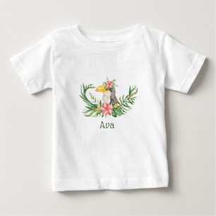 Camiseta De Bebé Ducha de Bebé Floral de Pájaro Tucán Tropical