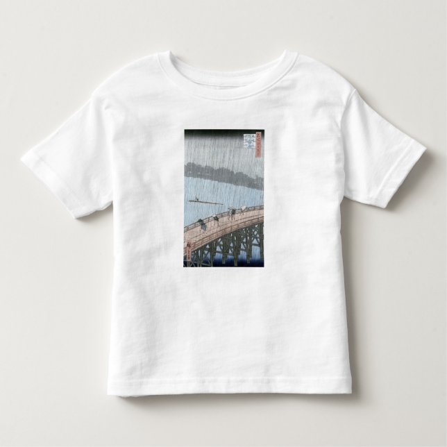 Camiseta De Bebé Ducha súbita sobre el puente de Shin-Ohashi y (Anverso)
